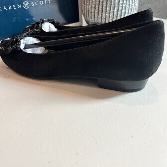 KAREN SCOTT ANABELA RHINESTONE SUEDE SLIP ON BALLET FLATS/Black size 7.5 - Picture 7 of 13